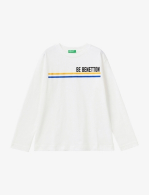 BENETTON: Logo-print long-sleeved organic-cotton T-shirt 6-14 years