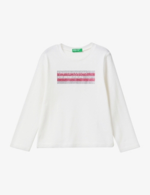 BENETTON: Glitter-print long-sleeve organic-cotton T-shirt 18 months - 6 years