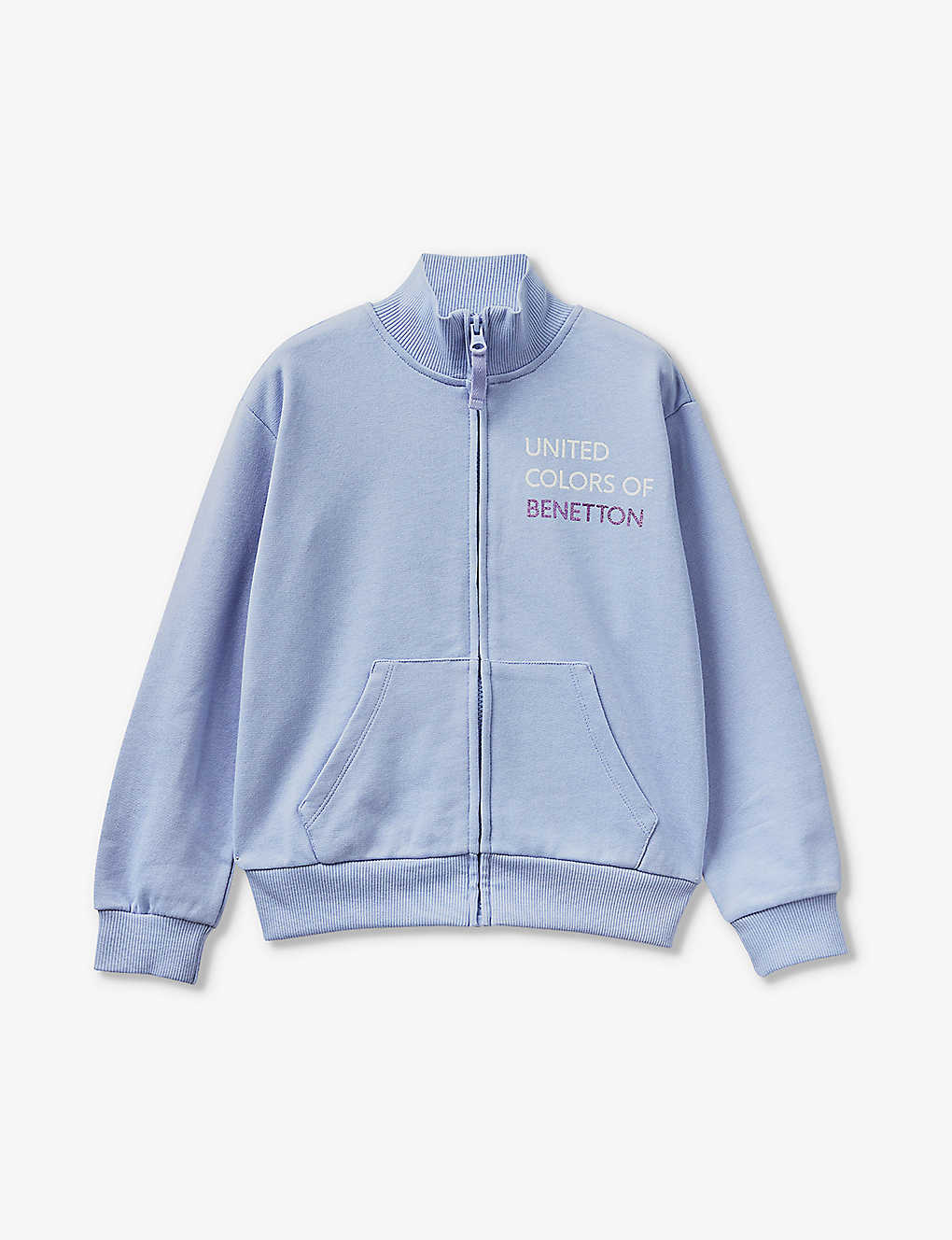 Benetton Boys Lilac Kids Logo-print Zip-up Cotton-jersey Jacket 6-14 Years
