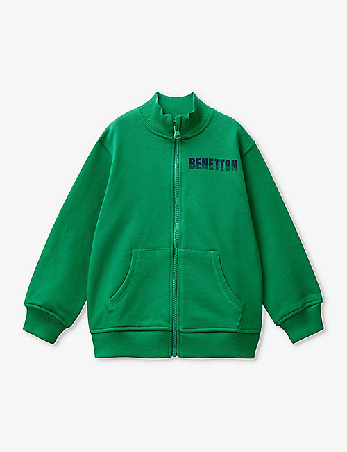 BENETTON: Logo-print zip-up organic-cotton sweatshirt 18 months - 6 years