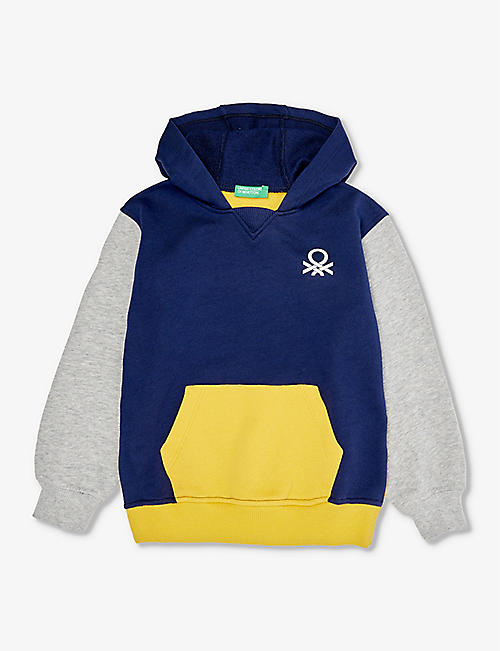 BENETTON: Logo-embroidered colour-block cotton-jersey hoody 18 months-6 years