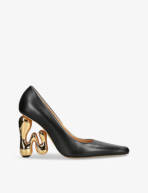 JW ANDERSON: Bubble pointed-toe leather heeled courts