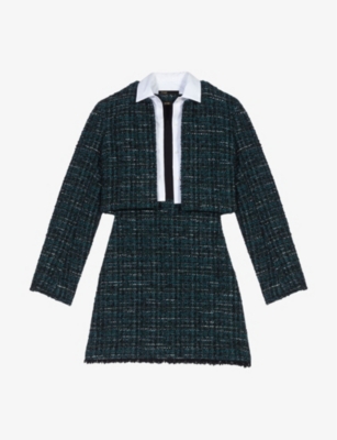 Maje Womens Verts Rizelda Three-in-one Woven Mini Dress In Verts