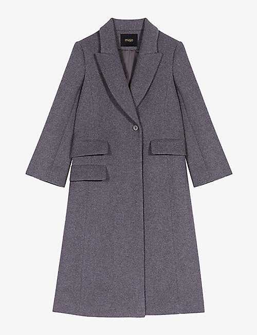 MAJE: Flap-pocket collared wool-blend coat