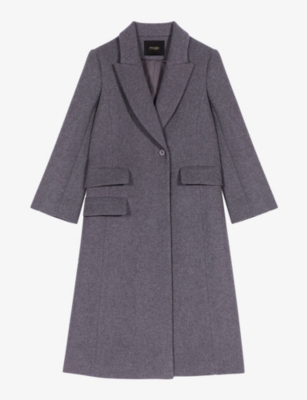 Maje Galagrey Long Coat In Noir / Gris