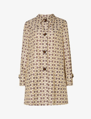 Gucci Horsebit-print Shell Coat In Multi-coloured