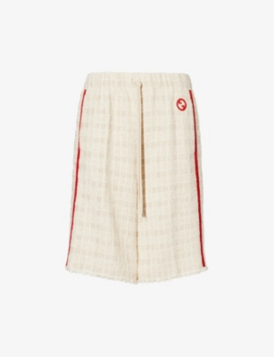 Gucci Tweed Drawstring Shorts In Gardenia/mix