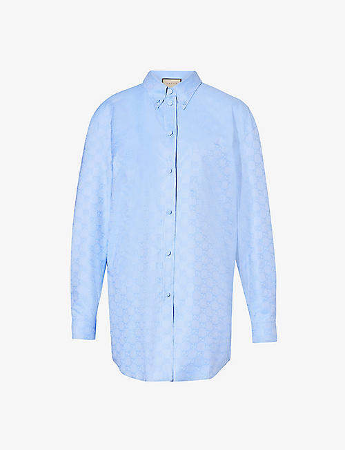 GUCCI: Monogram-embellished regular-fit cotton shirt