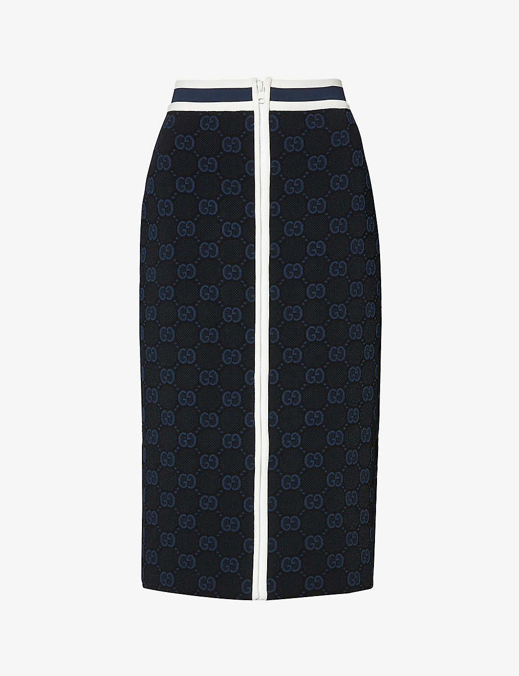 Gucci Gg Jacquard Midi Skirt In Black/blue/ivory