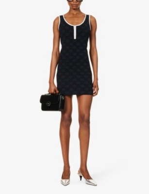 Gucci Logo-pattern Regular-fit Knitted Mini Dres in Black