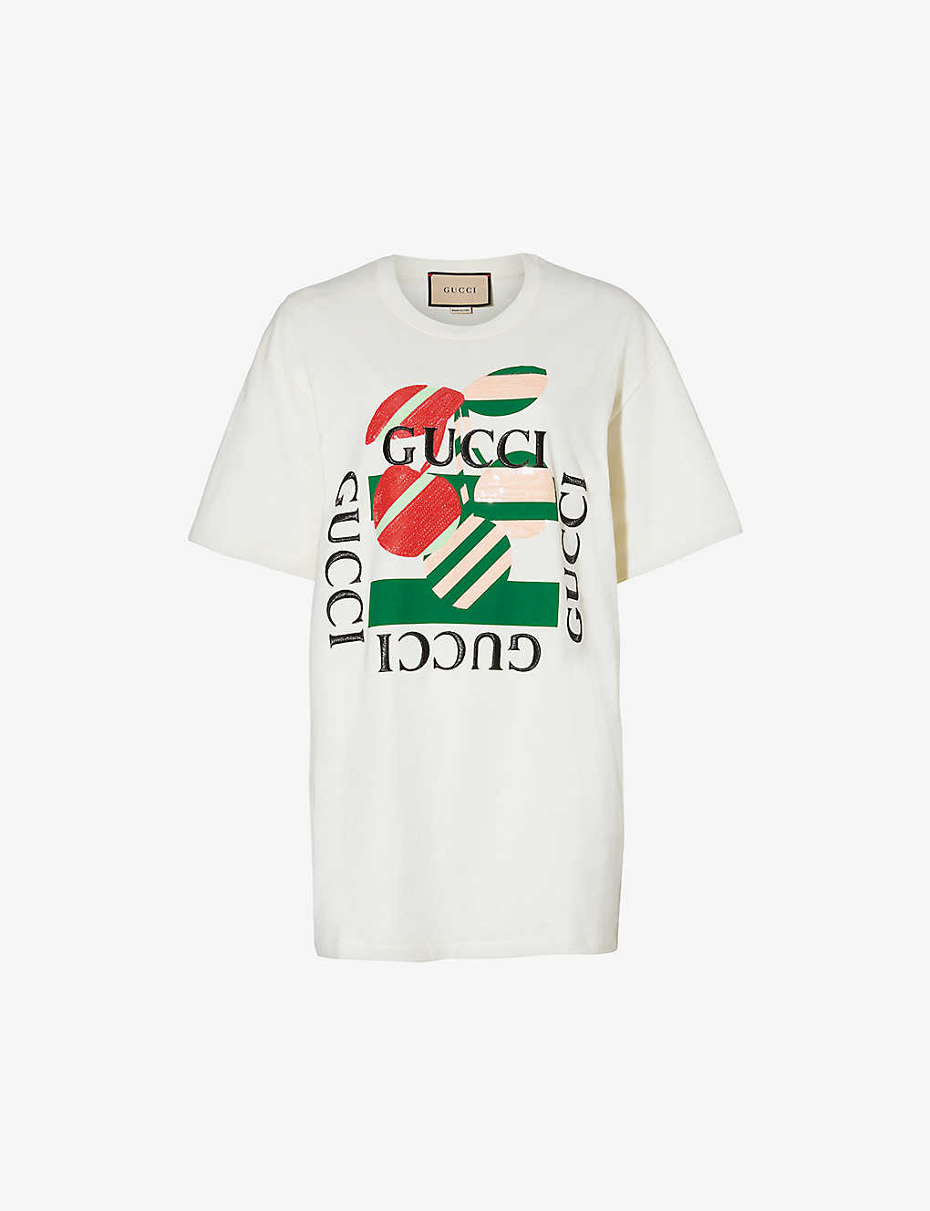 Shop Gucci Cherry And Logo-print Cotton-jersey T-shirt In Multi-coloured