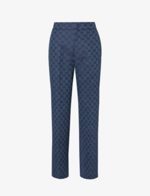 Gucci Monogram-pattern Slim-fit Jeans in Blue for Men