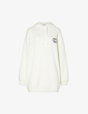 GUCCI: Logo-embroidered relaxed-fit cotton-jersey hoody