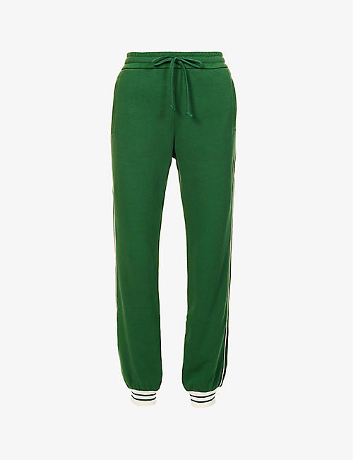 GUCCI: Striped-panel brand-embroidered cotton-jersey jogging bottoms