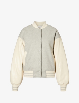 GOOD AMERICAN: Varsity contrasting-panels woven jacket