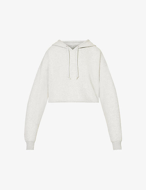 GOOD AMERICAN: Cropped relaxed-fit cotton-blend hoody