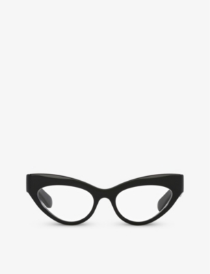 Shop Gucci Women's Black Gg1295o Cat-eye Acetate Optical Glasses