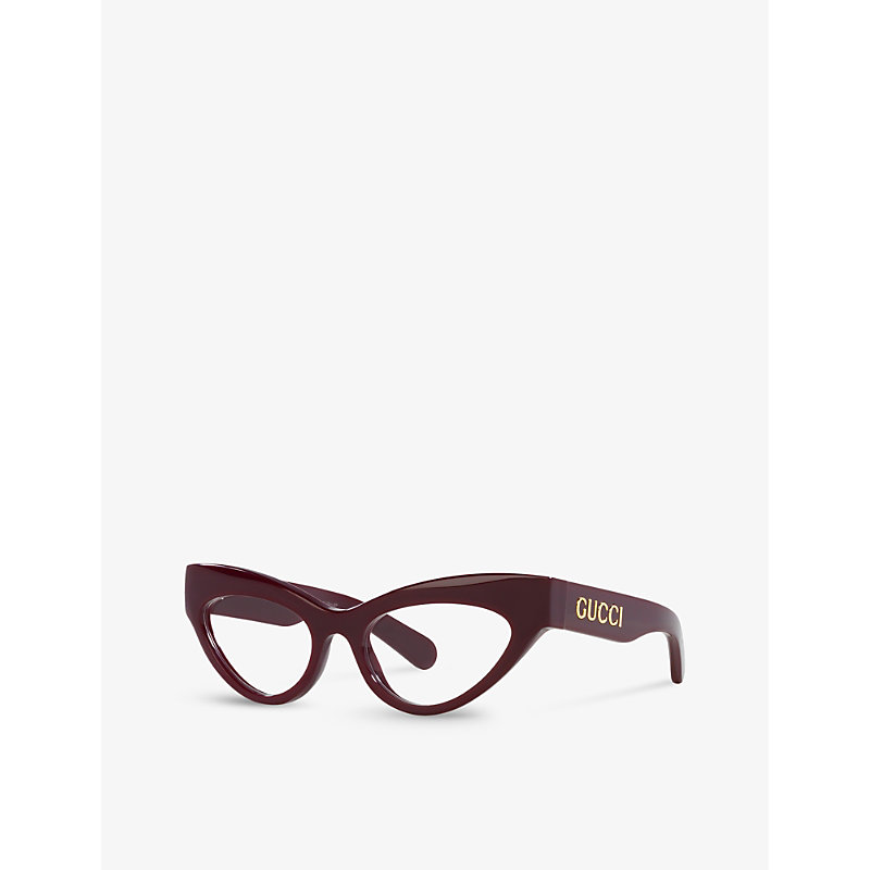 Shop Gucci Women's Red Gg1295o Cat-eye Acetate Optical Glasses