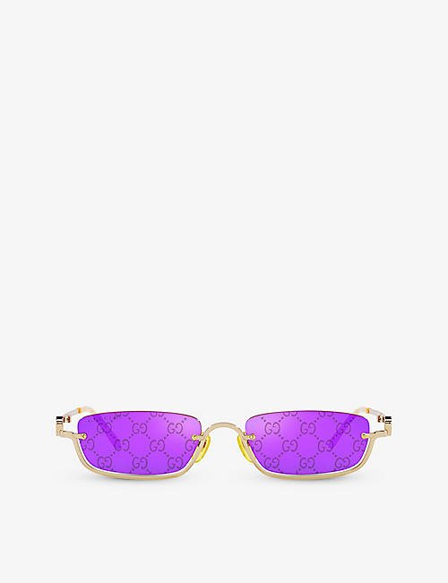 GUCCI: GC002042 GG1278S rectangle-frame metal sunglasses