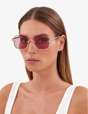 GUCCI: GC002043 GG1279S rectangle-frame metal sunglasses