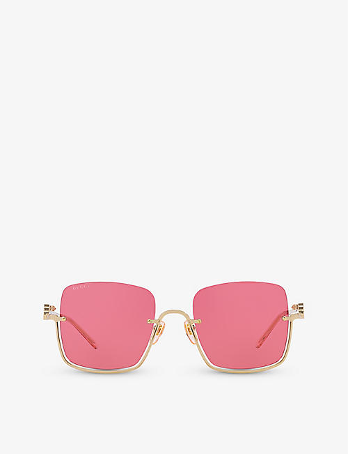 GUCCI: GC002043 GG1279S rectangle-frame metal sunglasses