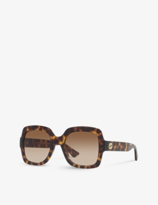 Gucci Womens Brown Gg1337s Rectangle-frame Acetate Sunglasses In Brown