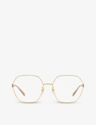 Gucci Womens Green Gg1285o Square-frame Metal Optical Glasses