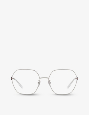 Gucci Mens Silver Gg1285o Square-frame Metal Optical Glasses