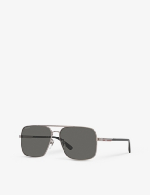 GUCCI: GC002048 GG1289S rectangle-frame metal sunglasses