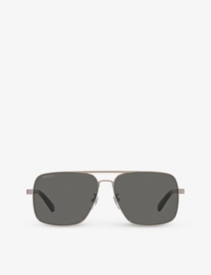 GUCCI: GC002048 GG1289S rectangle-frame metal sunglasses