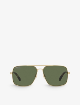 GUCCI: GC002048 GG1289S rectangle-frame metal sunglasses