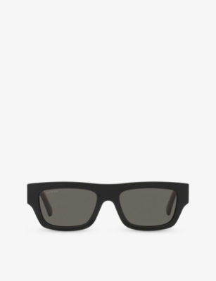 Gucci Womens Black Gc002051 Gg1301s Rectangle-frame Acetate Sunglasses