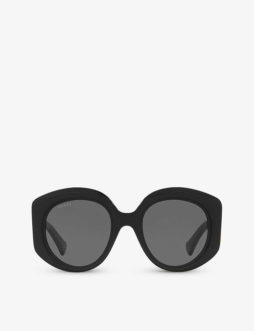 Gucci Womens Black Gc002055 Gg1308s Round-frame Acetate Sunglasses