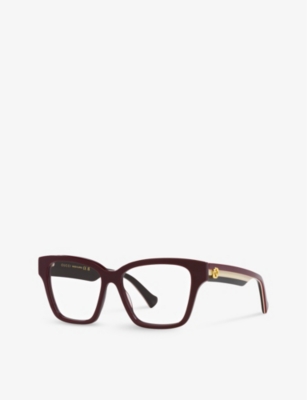 Shop Gucci Women's Gold Gg1302o Square-frame Acetate Eyeglasses