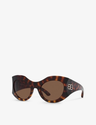 Balenciaga Tortoiseshell-effect Oversize-frame Sunglasses In Brown