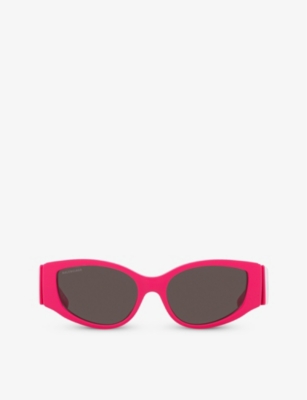 Shop Balenciaga Womens Pink Bb0258s Cat-eye Acetate Sunglasses