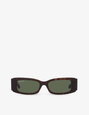 BALENCIAGA: BB0260S rectangle-frame tortoiseshell acetate sunglasses