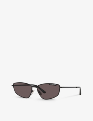 Shop Balenciaga Womens Black Bb0277s Irregular-frame Metal Sunglasses