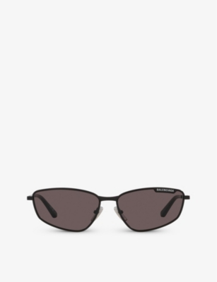 Shop Balenciaga Womens Black Bb0277s Irregular-frame Metal Sunglasses