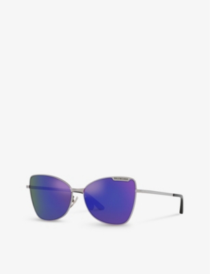 Shop Balenciaga Womens Silver Bb0278s Butterfly-frame Metal Sunglasses
