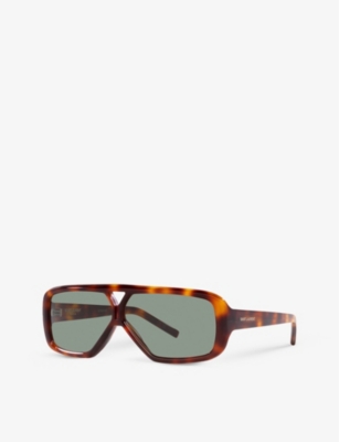 Shop Saint Laurent Women's Brown Ys000434 Sl 569 Y Pilot-frame Acetate Sunglasses
