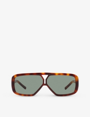 Saint Laurent Womens Brown Ys000434 Sl 569 Y Pilot-frame Acetate Sunglasses