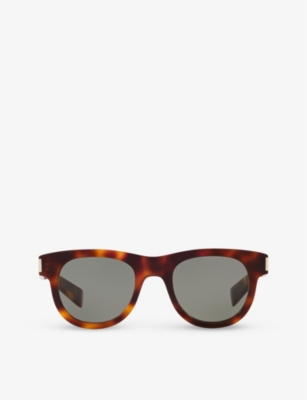 Saint Laurent Womens Brown Women's Sl571 Round-frame Tortoiseshell Acetate Sunglasses