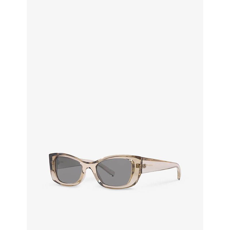 Shop Saint Laurent Women's Brown Women's Sl593 Rectangle-frame Acetate Sunglasses