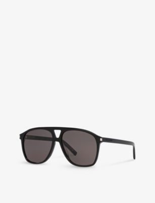 Saint Laurent Womens Black Ys000473 Sl 596 Dune Rectangle-frame Acetate Sunglasses In Black