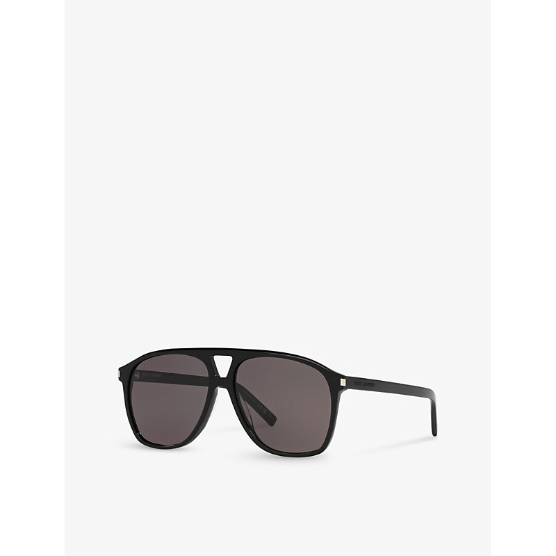 Shop Saint Laurent Women's Black Ys000473 Sl 596 Dune Rectangle-frame Acetate Sunglasses