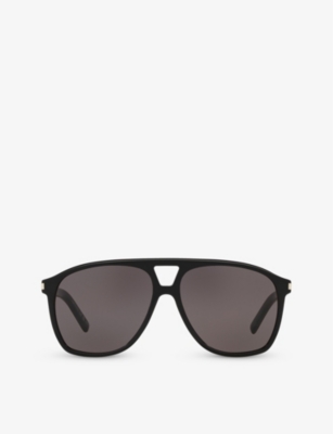 Saint Laurent Womens Black Ys000473 Sl 596 Dune Rectangle-frame Acetate Sunglasses