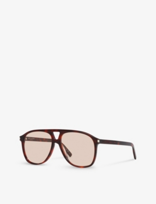 Saint Laurent Womens Brown Ys000473 Sl 596 Dune Rectangle-frame Acetate Sunglasses In Brown