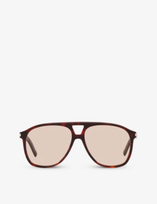 Saint Laurent Womens Brown Ys000473 Sl 596 Dune Rectangle-frame Acetate Sunglasses In Brown