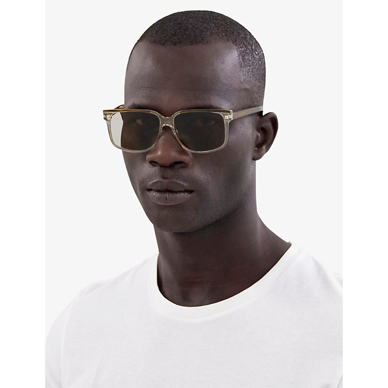 Shop Saint Laurent Women's Brown Sl599 Square-frame Acetate Sunglasses